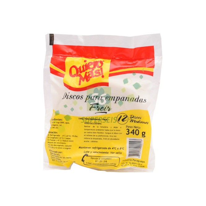 Disco para empanada para freír mediano Quiero Más 12 unidades