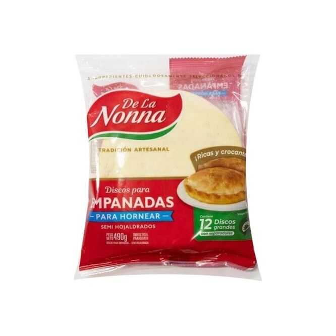 Disco para empanadas semi hojaldrado para hornear La Nonna 12 unidades