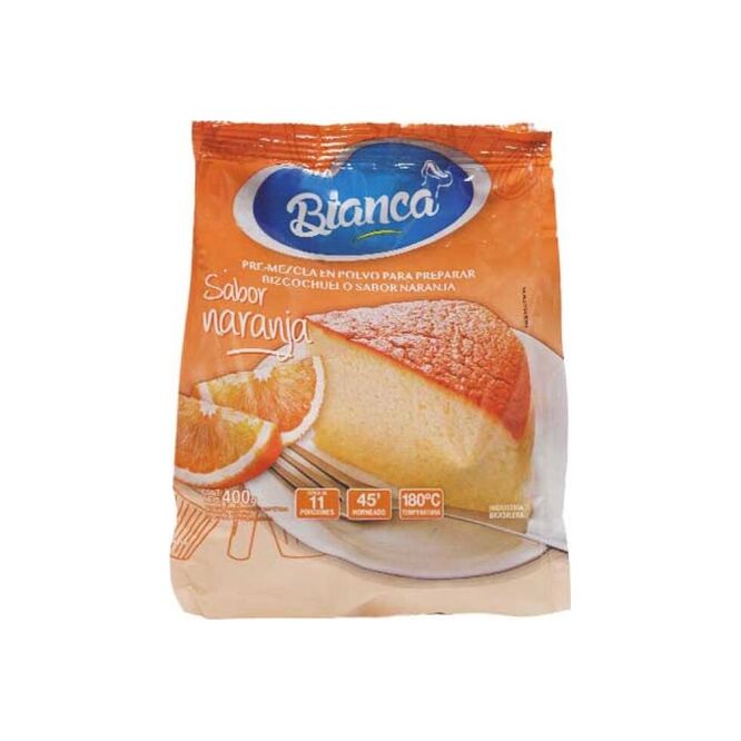 Polvo para bizcochuelo sabor naranja paquete Bianca 400 gramos