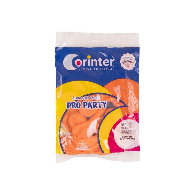 Globos color Naranja N° 9 Pro Party Corinter 25 unidades