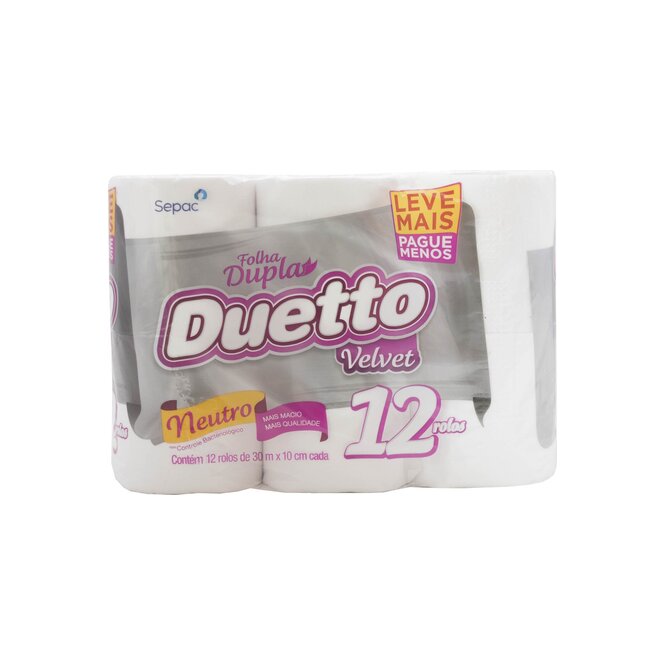 PAPEL HIG DUETTO VELV DOBLE HOJ 30MTX12U