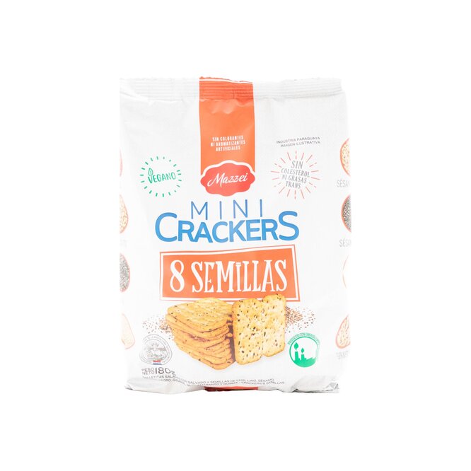 Galletitas mini crackers 8 semillas paquete Mazzei 180 gramos
