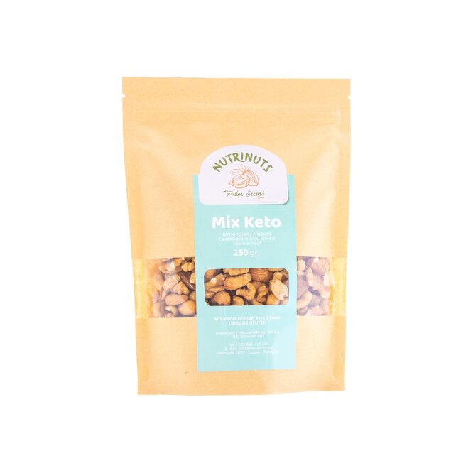 Mix keto almendras, nueces, maní, castañas de cajú sin sal Nutrinuts 250 gramos