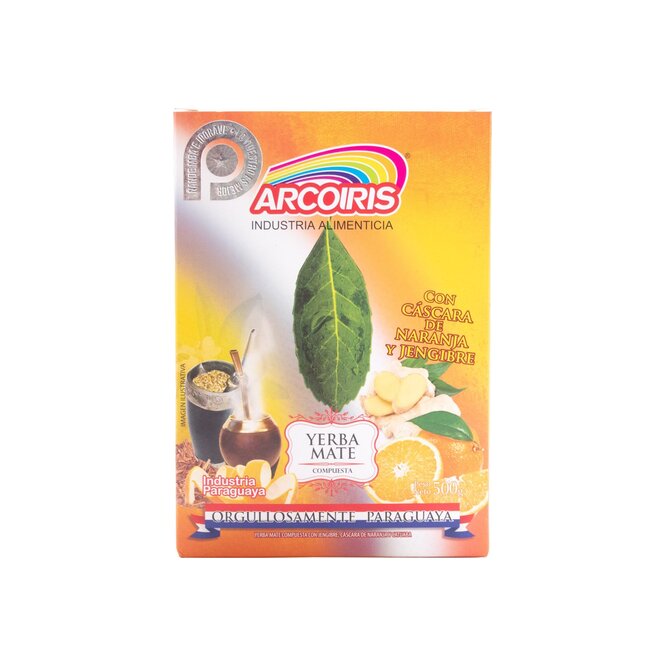Yerba mate compuesta con cáscara de naranja y jengibre paquete Arcoíris 500 gramos