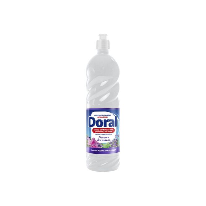 Desodorante de ambiente lavanda antibacterial botella Doral 900 ml