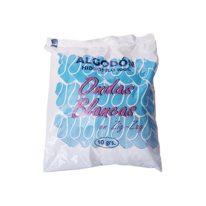 Algodón hidrófilo en zig-zag bolsa Ondas Blancas 10 gramos
