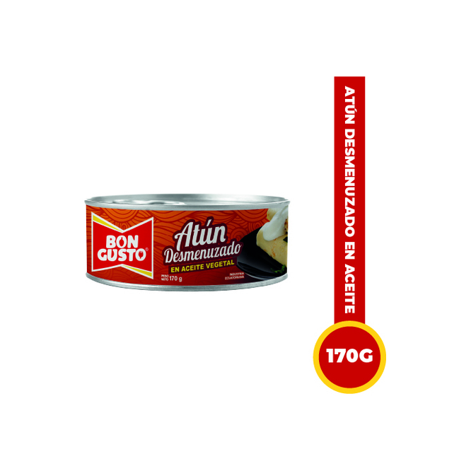 Atún desmenuzado en aceite vegetal lata Bon Gusto 170 gramos