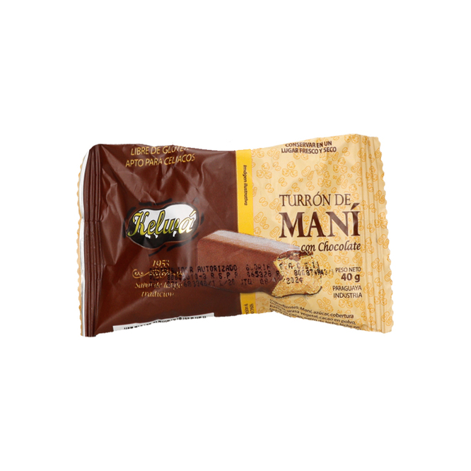 Turrón de maní con chocolate barra Kelwa 40 gramos