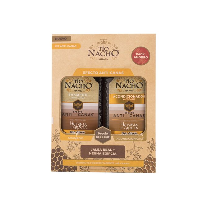 Pack de Shampoo y acondicionador anticana Jalea real y Henna Egipcia Tío Nacho 415 ml