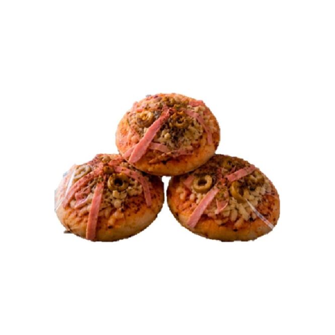 Pizzeta con jamón y queso paquete 3 unidades