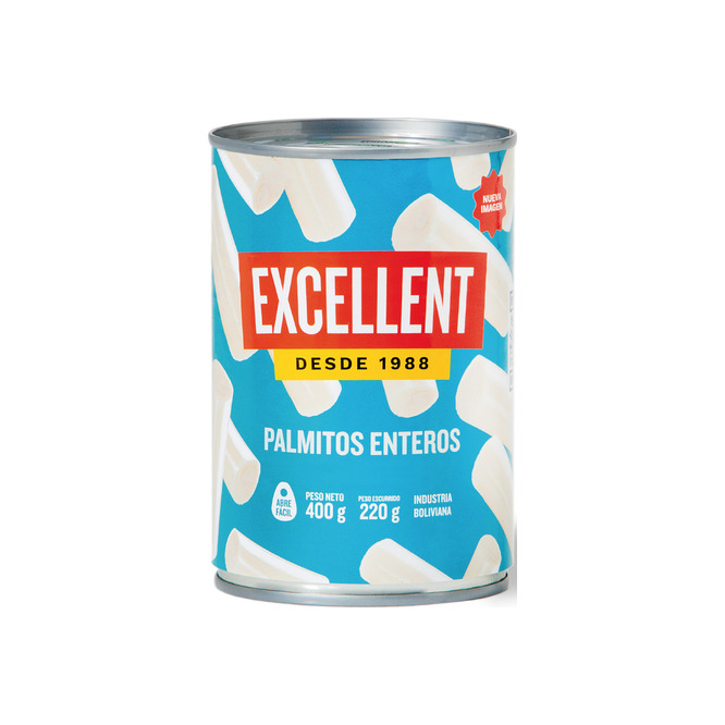 Palmitos enteros en lata Excellent 400 gramos