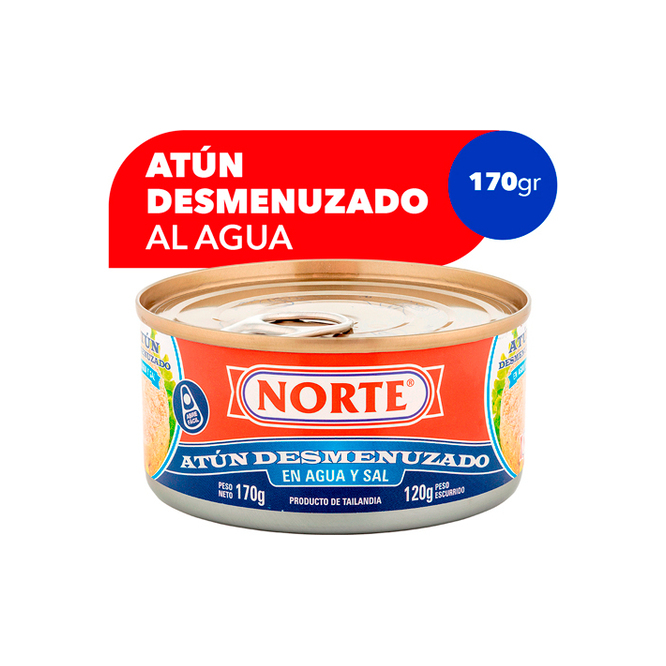 Atún desmenuzado al agua lata Norte 170 gramos