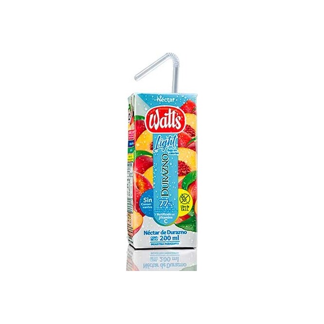 Jugo de durazno light tetra Watts 200 ml