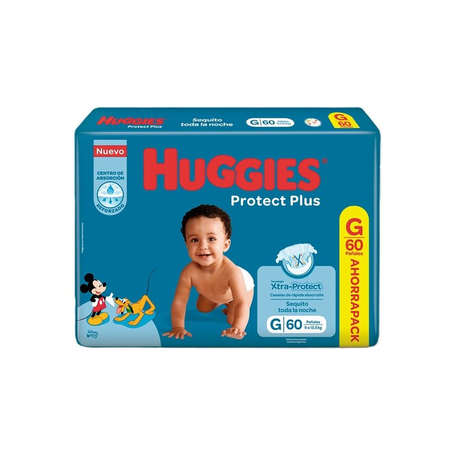 Pañales desechables Protec Plus tamaño G Huggies 60 unidades