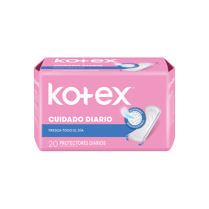 Protector Diario Femenino en paquete Kotex 20 unidades