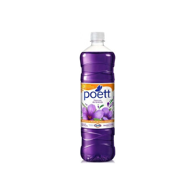 Limpiador Desinfectante con Aroma Frescura de Lavanda en botella descartable Poet 900 ml