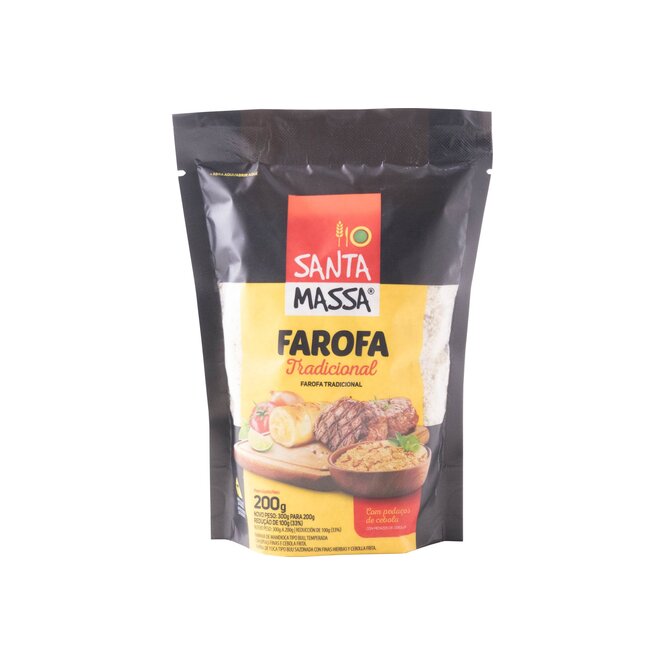 Farofa Tradicional con cebolla en paquete Santa Massa 200 gramos