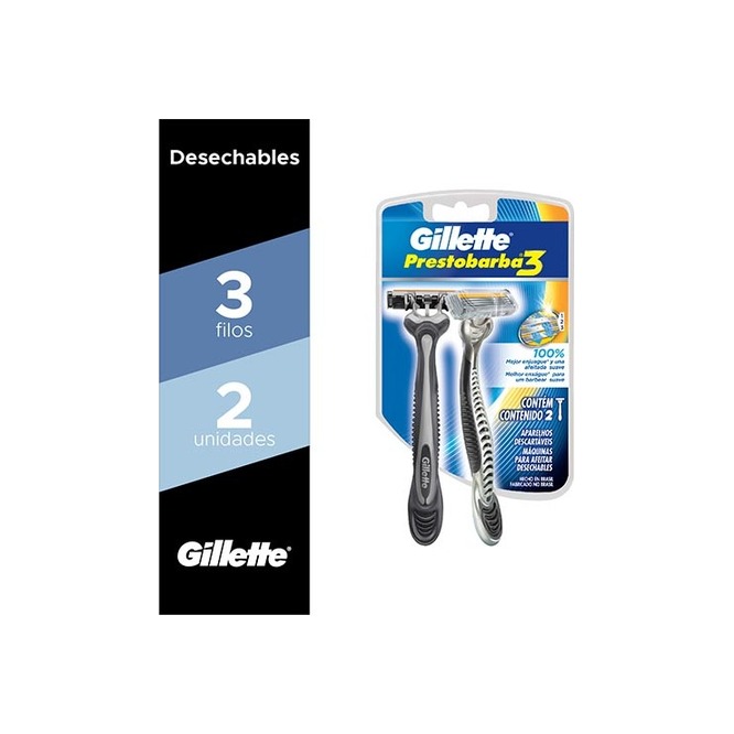 Máquina de afeitar desechable pb ultra grip presto barba en paquete Gillette 2 unidades