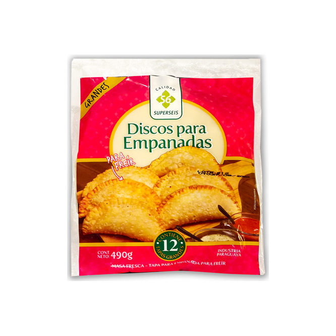 Discos para empanadas frescos para freír grandes Superseis 12 unidades