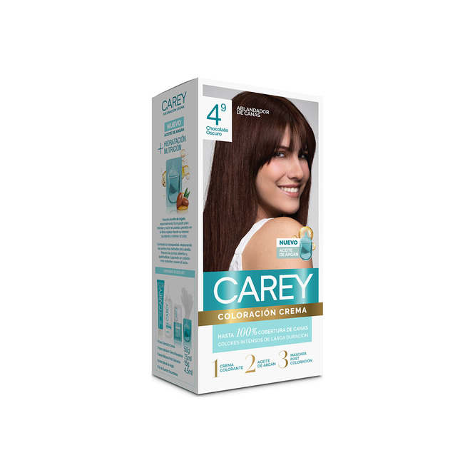 Kit coloración crema castaño marrón chocolate N° 4,9 Carey 1 unidad