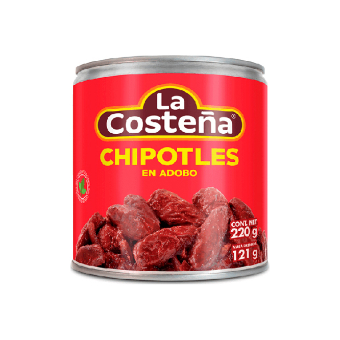 Chipotles en adobo en lata La Costeña 220 gramos