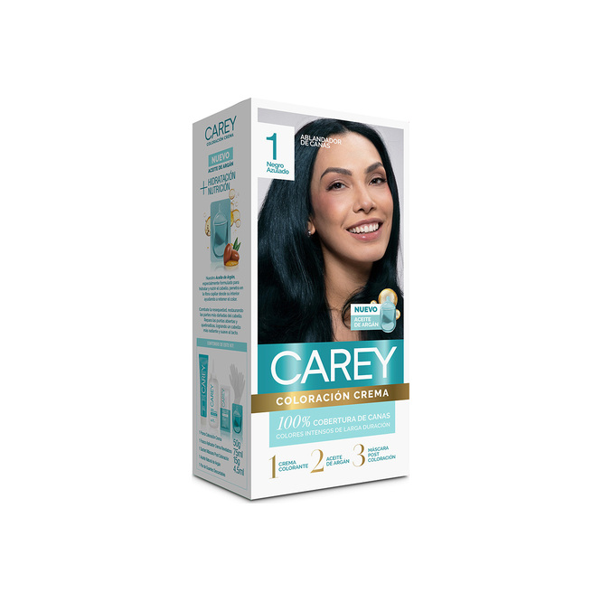 Kit coloración negro azulado crema N° 1 Carey 1 unidad