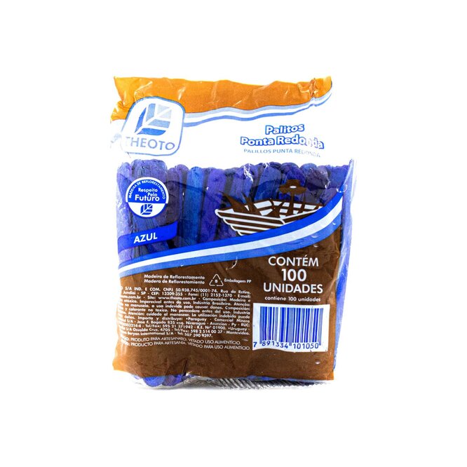 PALILLO DE MADERA AZUL X 100UN THEOTO X