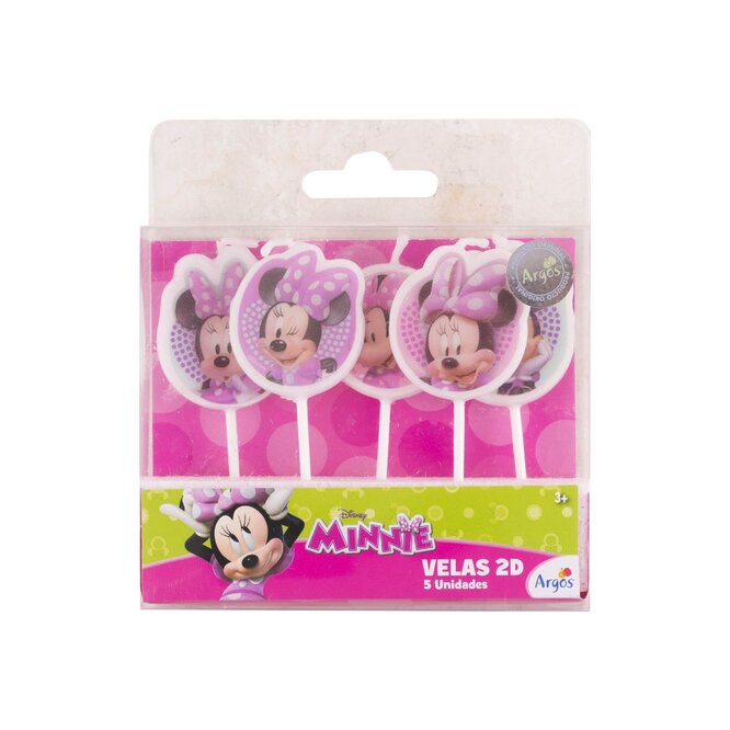Velas 2D con diseño Minnie en paquete Argos 5 unidades