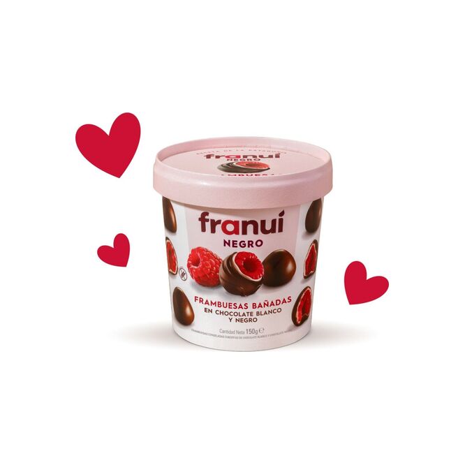 Frambuesa con chocolate blanco y amargo en pote Franui 150 gramos
