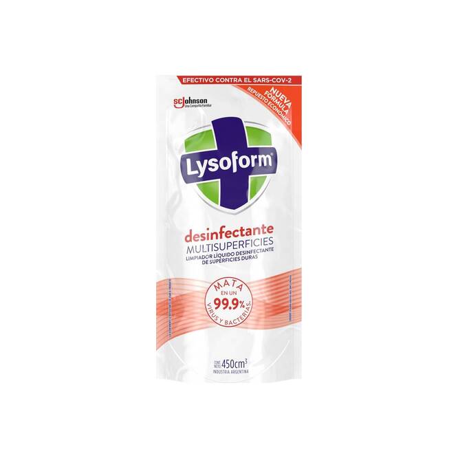 Limpiador desinfectante multisuperficies doypack Lysoform 450 ml