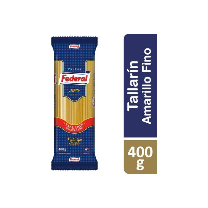 Fideo tallarín fino amarillo paquete Federal 400 gramos