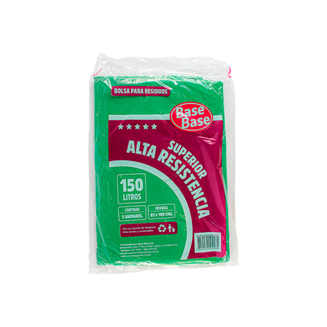 Bolsa para residuos resistente en paquete 150 litros Base Base 5 unidades