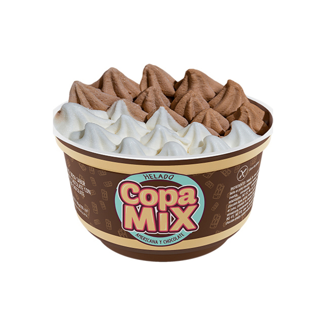 Helado copa mix sabor americano y chocolate en caja Amandau 200 Gramos