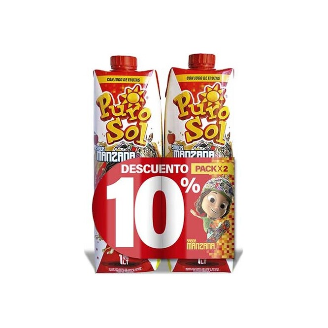 Jugo sabor manzana tetra pack 2 unidades Purosol 1 litro