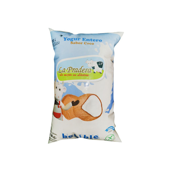 Yogurt entero sabor a coco en sachet La Pradera 1 litro