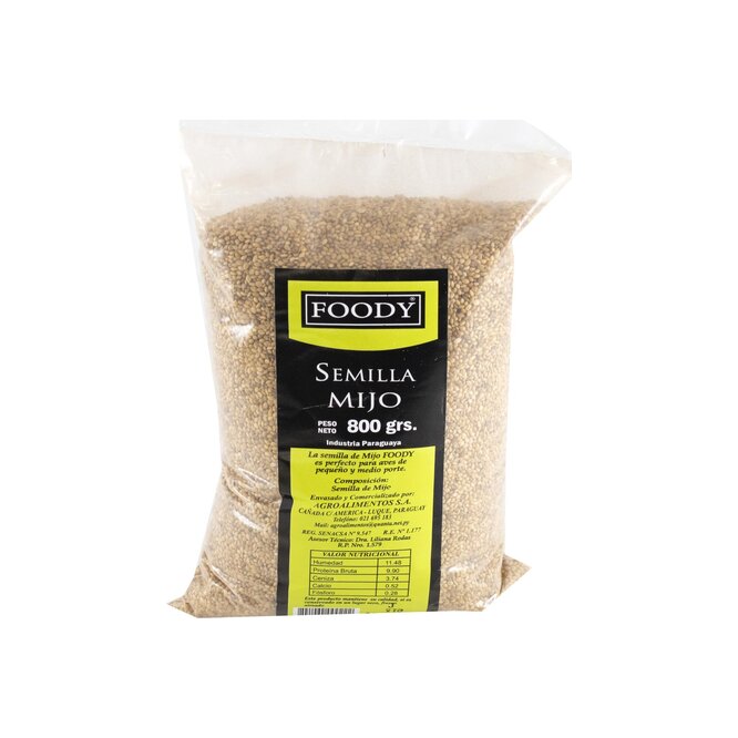Alimento para aves semillas de mijo bolsa Foody 800 gramos