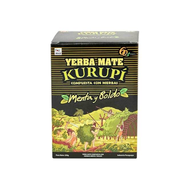 Yerba mate menta y boldo en paquete Kurupi 250 gramos