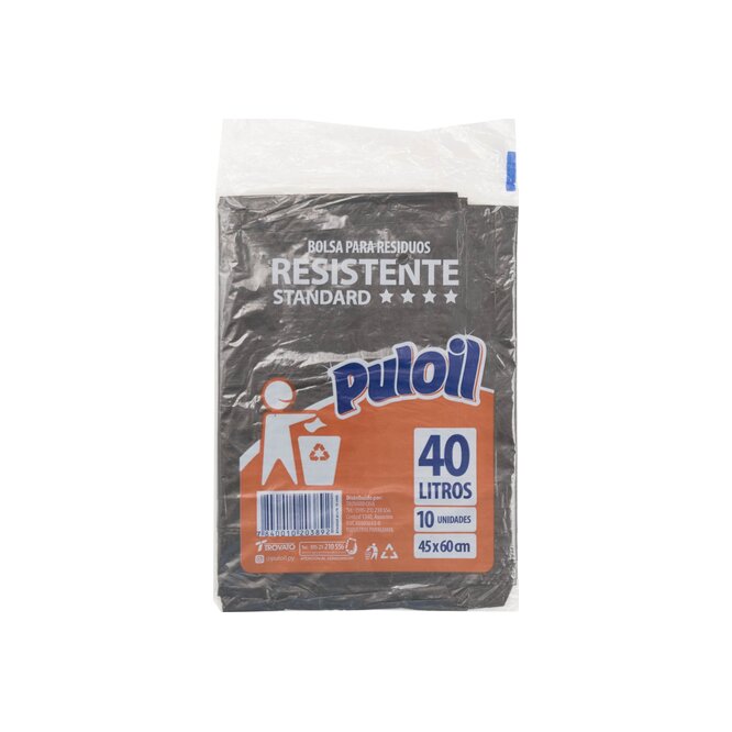 Bolsa para residuo resistente estándar 40 litros paquete Puloil 10 unidades