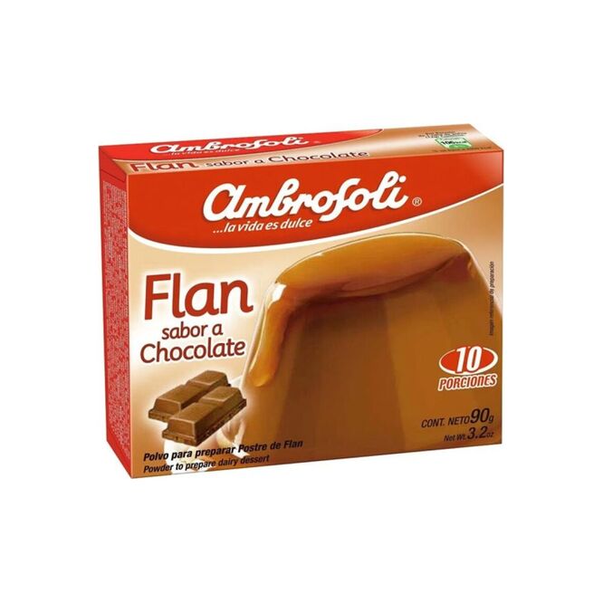 Flan sabor chocolate en caja Ambrosoli 90 gramos