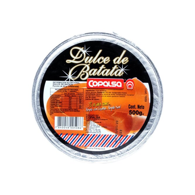 Dulce de batata en bandeja Copalsa 500 gramos