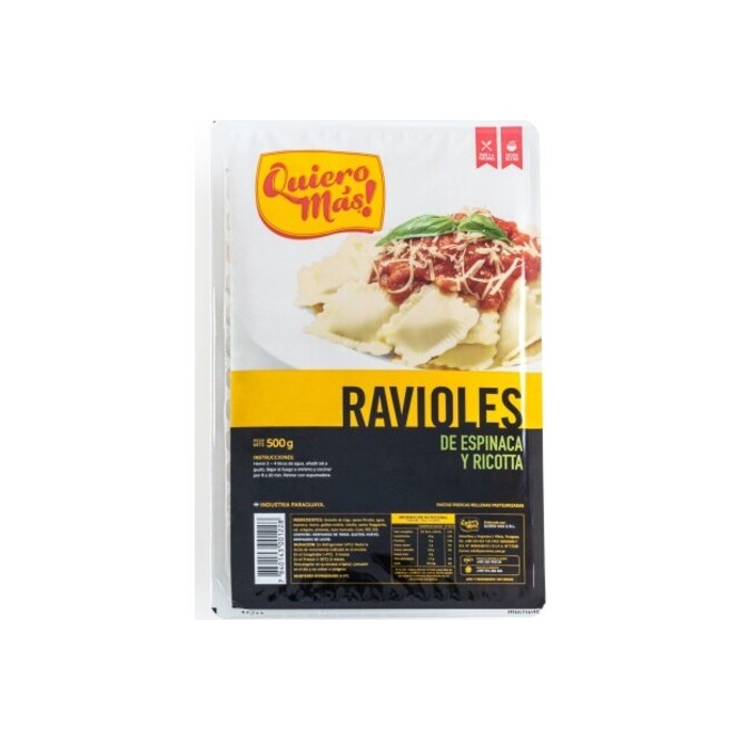Ravioles de espinaca y ricota Quiero Más 500 gramos