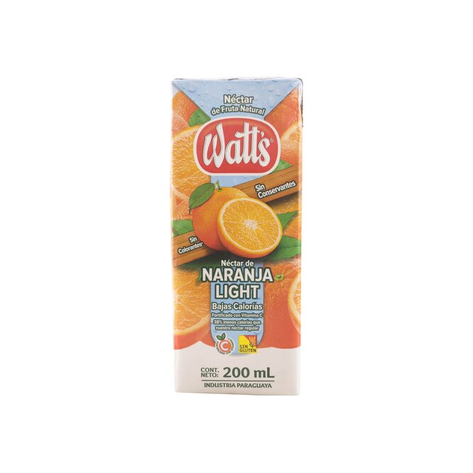 Jugo de naranja light tetra Watts 200 ml