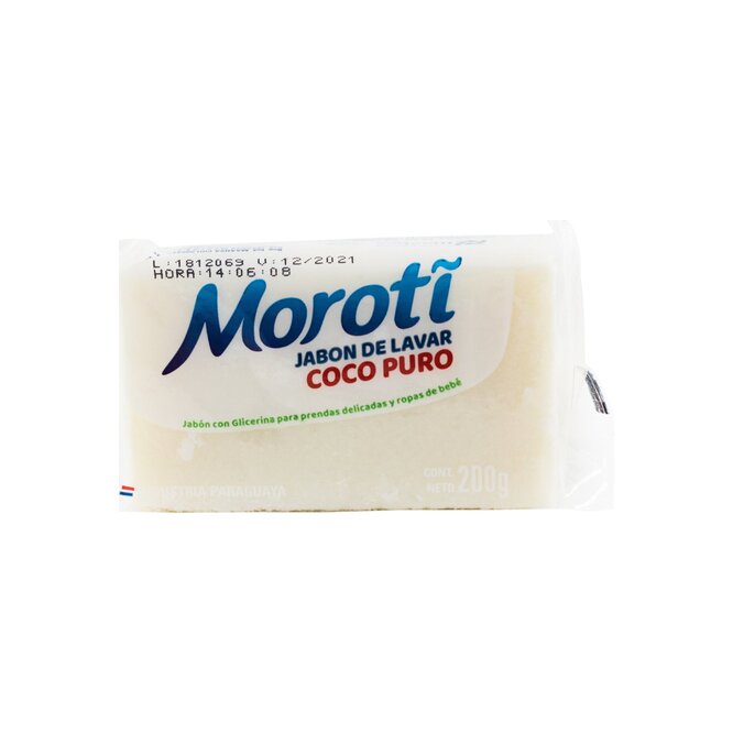 Jabón para lavar coco puro en pan Morotí 200 gramos