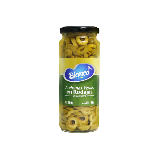 Aceituna verde en rodajas frasco Bianca 340 gramos