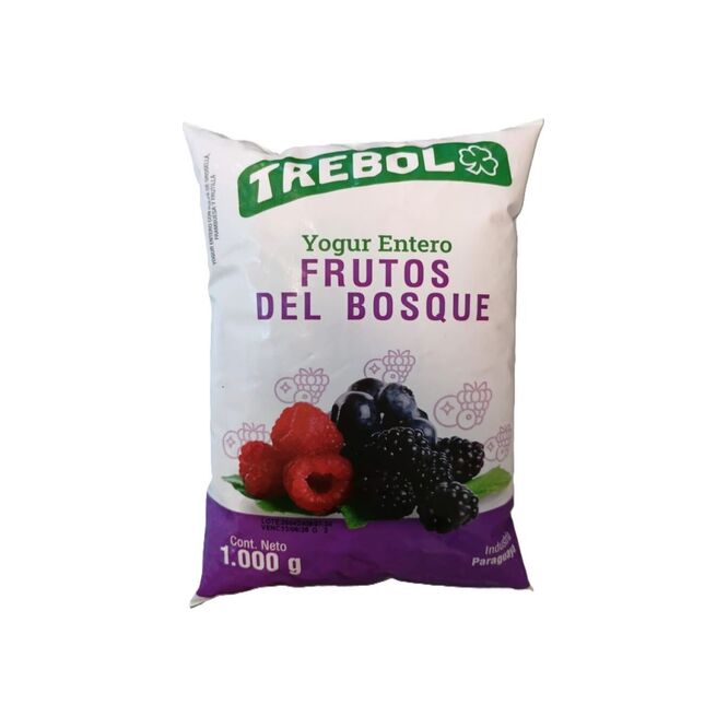 Yogurt entero sabor a frutos del bosque sachet Trébol 1 litro