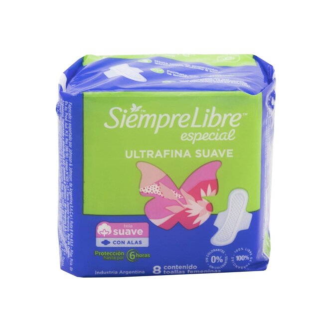 Toalla Fem Ultra suave Siempre Libre 8 unidades