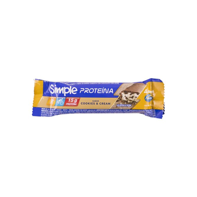 Barra de cereal cookies and cream Simple 15 gramos