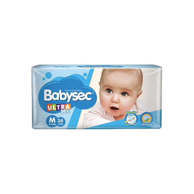 Pañales ultra sec desechables m Babysec 34 unidades