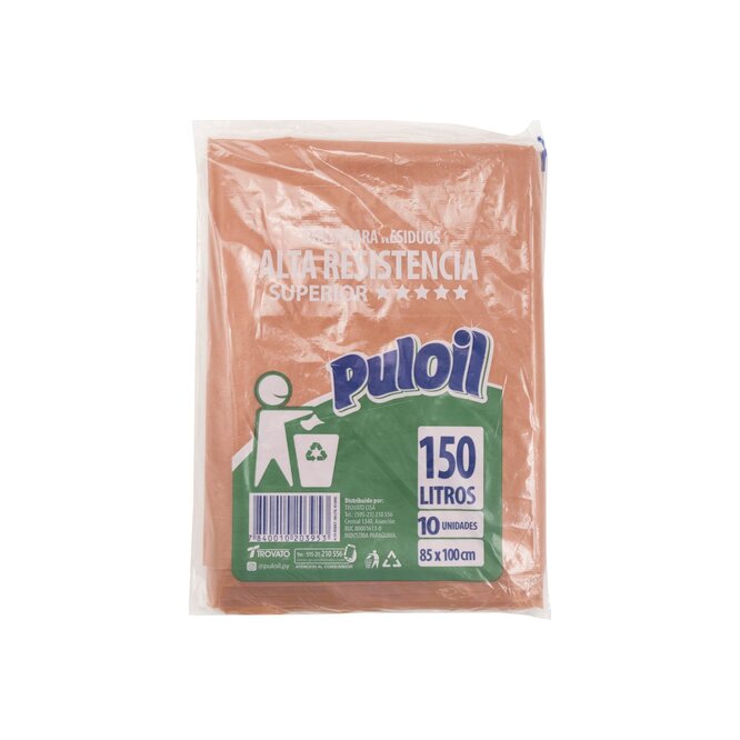 Bolsa para residuo resistente 150 litros paquete Puloil 10 unidades