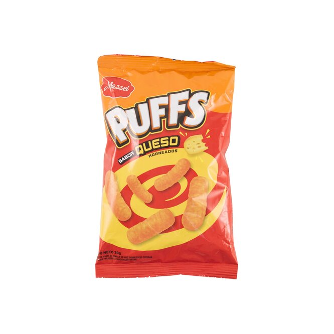 Bocaditos de maíz puffs sabor queso paquete Mazzei 30 gramos